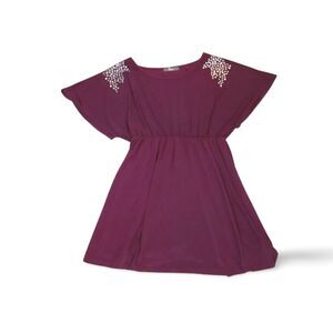 P Inc Blouse Medium Purple Studded Shoulders Kimono Style Elastic Waist